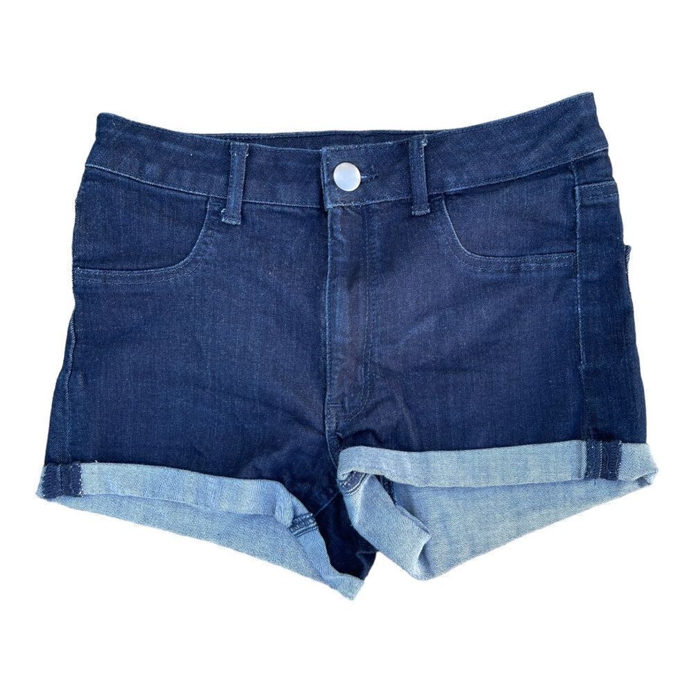 American Eagle Outfitters Super Stretch High Rise Shortie Shorts Blue Cuffed 6